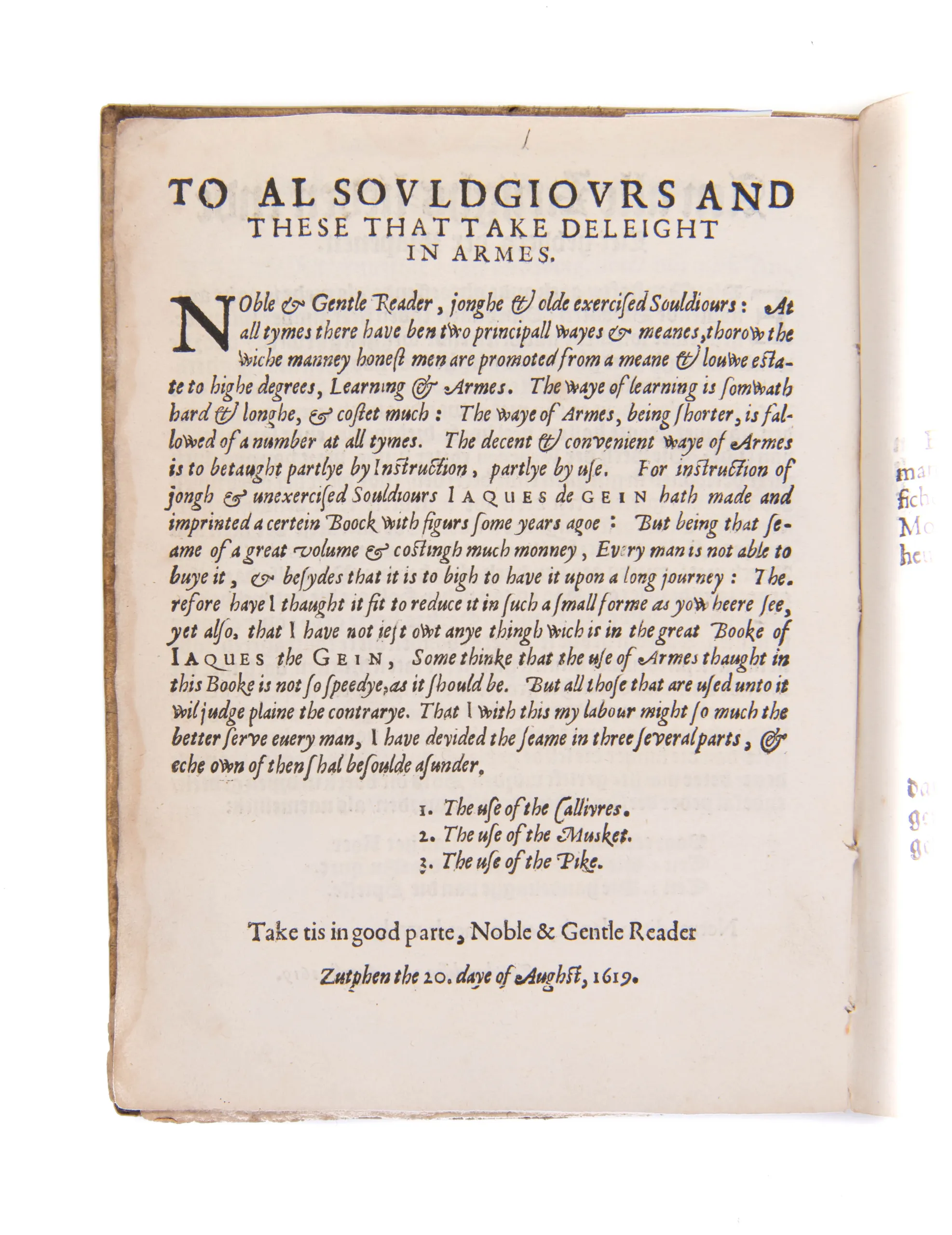 Maniement d'armes d'arquebuses, mousquets, & picques Selon l'ordre de monseig. le Prince Maurice, Pr. d'Orange, Comte de Nassau...Wapen-handelinghe van roers, musquetten, en spiessen... The exercise of armes for calivres, muskettes, and pikes... Waffen ha