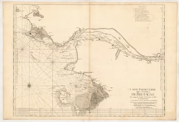 8eme. Carte Particuliere des Costes de Bretagne qui comprend l'entrée de la Loire et l'Isle de Noirmoustier ...