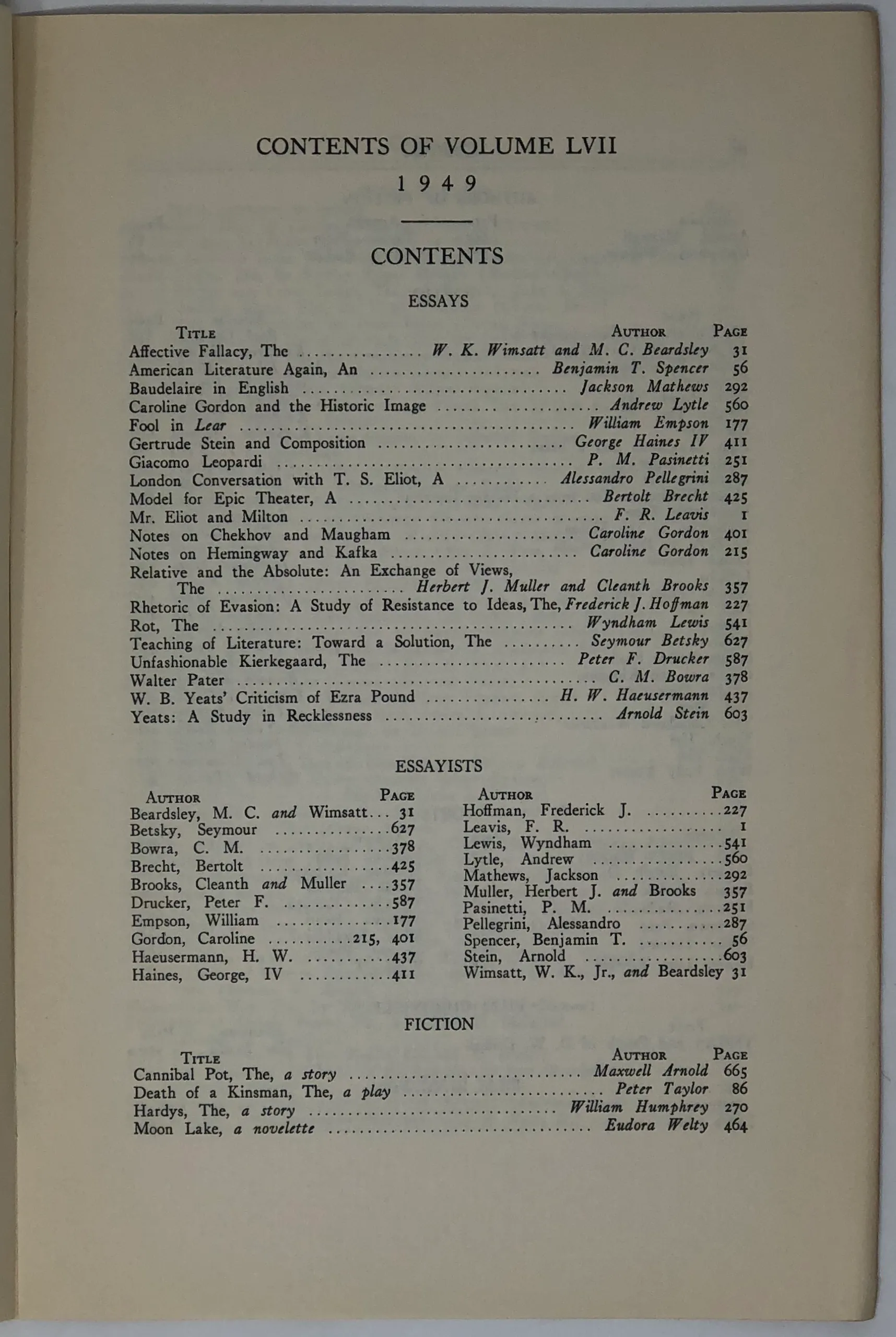 Yeats: A Study in Recklessness [in] The Sewanee Review. Volume LVII, No. 4.