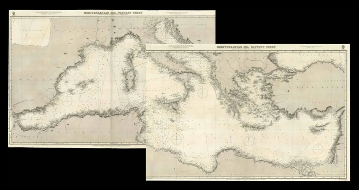 [Chart case and set of charts from Queen Victoria's Royal Yacht Victoria and Albert (II).]