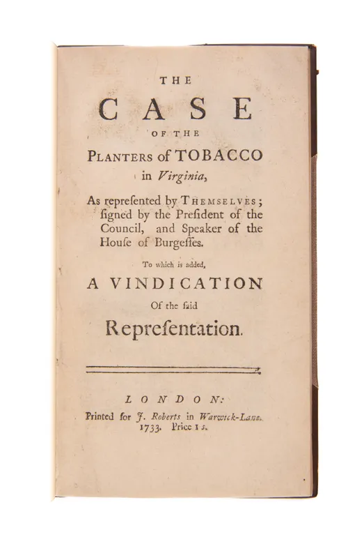 The case of the Planters of Tobacco in Virginia,