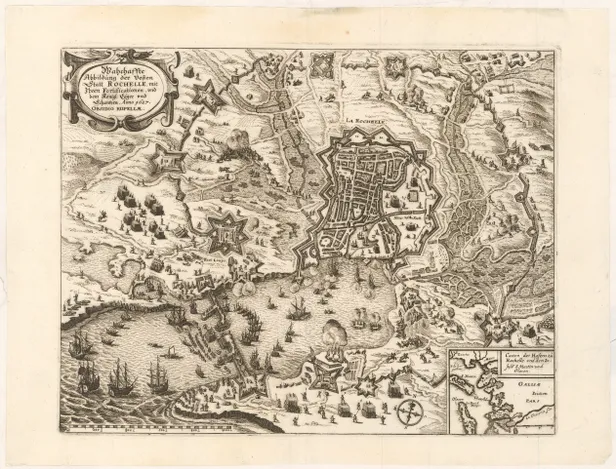 Wahrhaffte Abbildung der vesten Statt Rochelle mit Ihren Fortificationen und dem königl. Läger und Schantzen Anno 1627. Obsidio Rupellae.