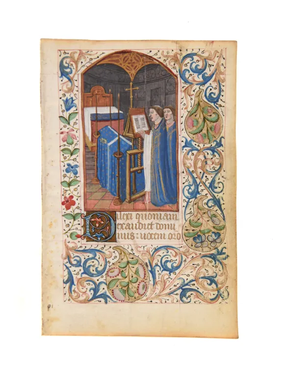 A funeral service, an Illuminated miniature on vellum from a Book of Hours. France (Paris), c.