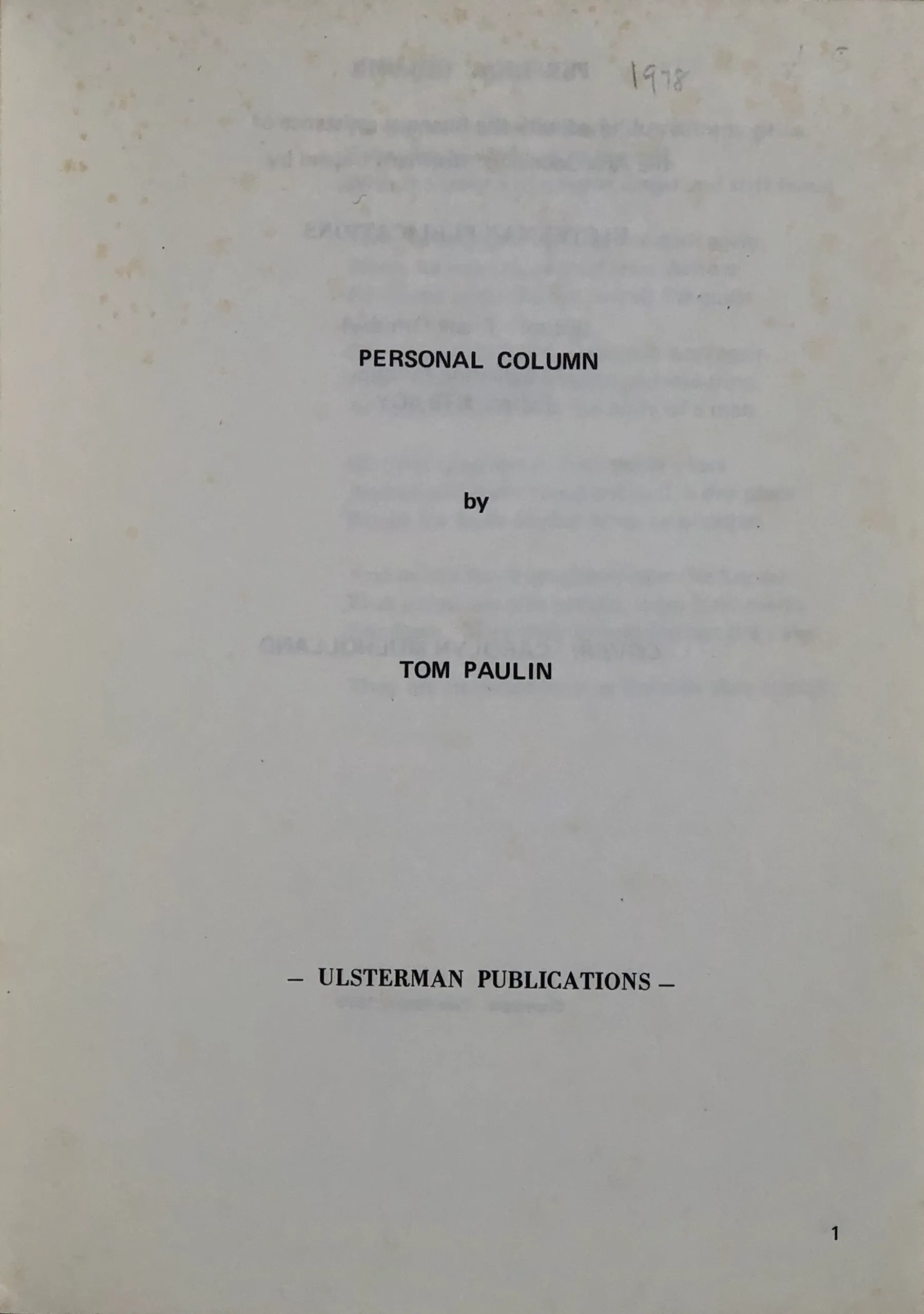 Personal Column