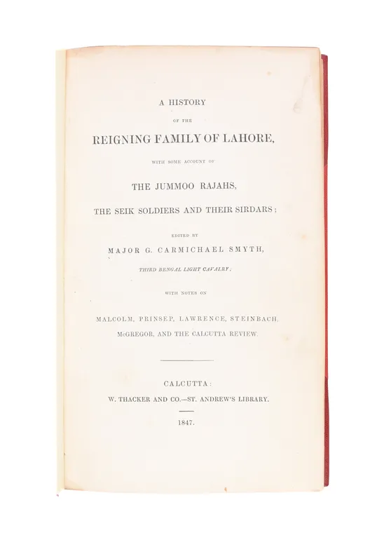 A History of the Reigning Family of Lahore