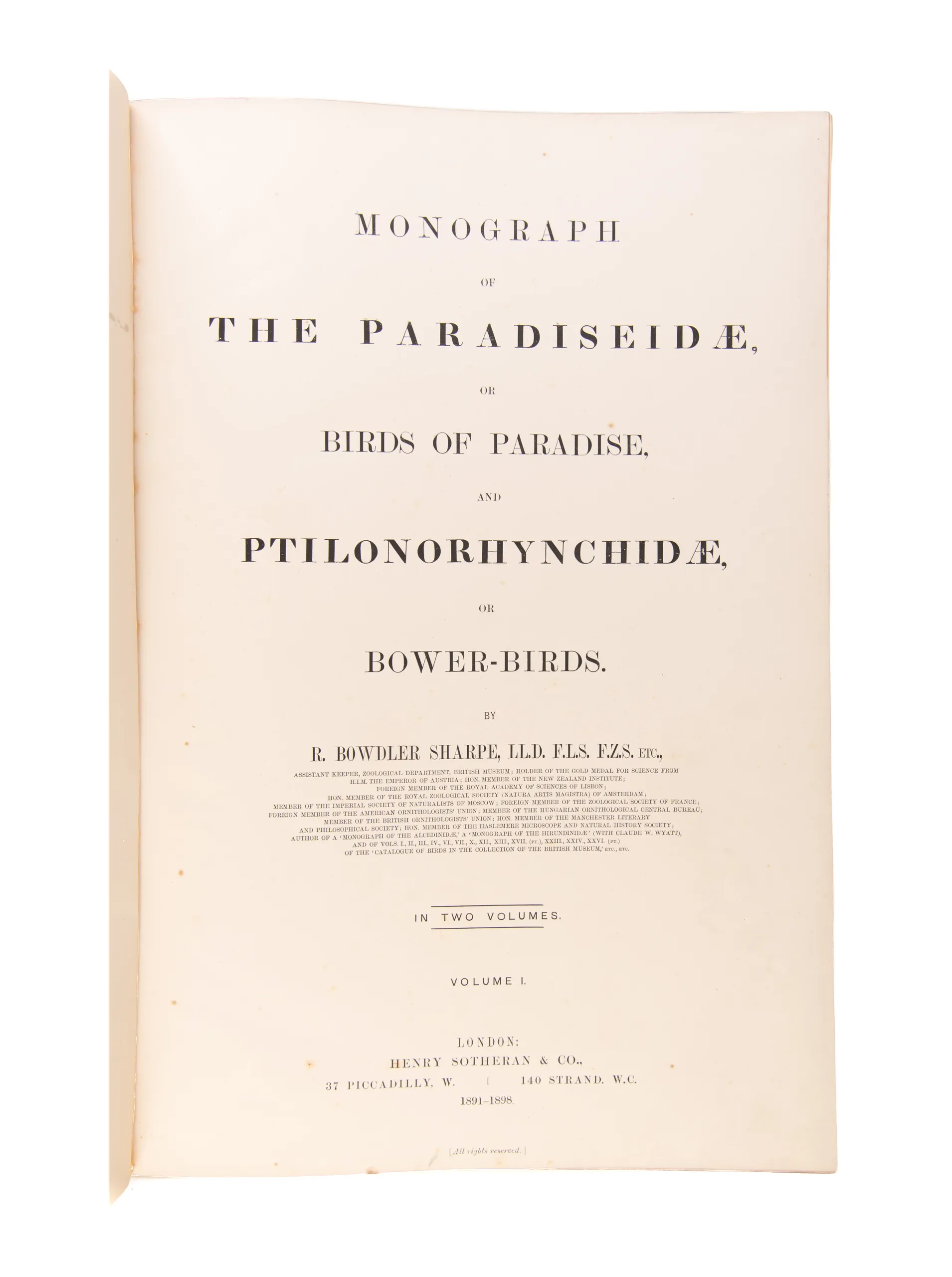 Monograph of the Paradiseidae, or Birds of Paradise, and Ptilonorhynchidae, and Bower-Birds