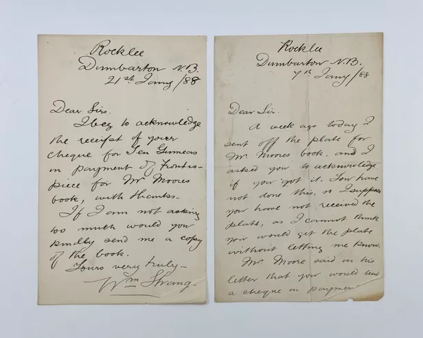 Two Autograph Letters Signed to F. Lowrey, of Swan, Sonnenschein Lowrey & Co.