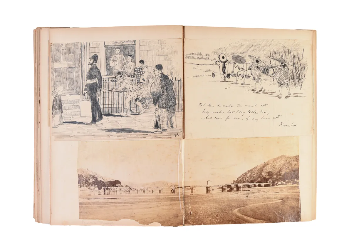Four large albums of watercolours, photographs and ephemera.