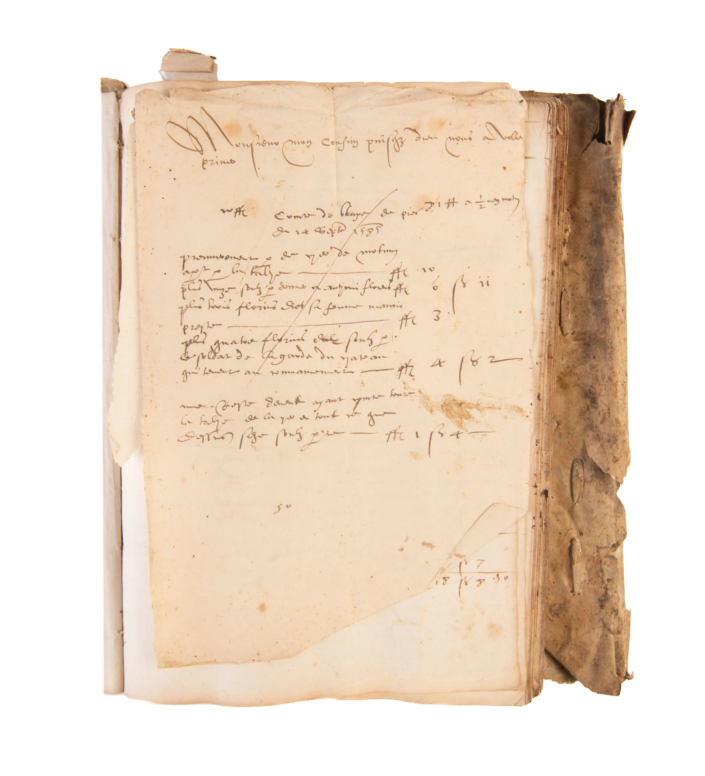 Manuscript notarial account book for regional Provence.