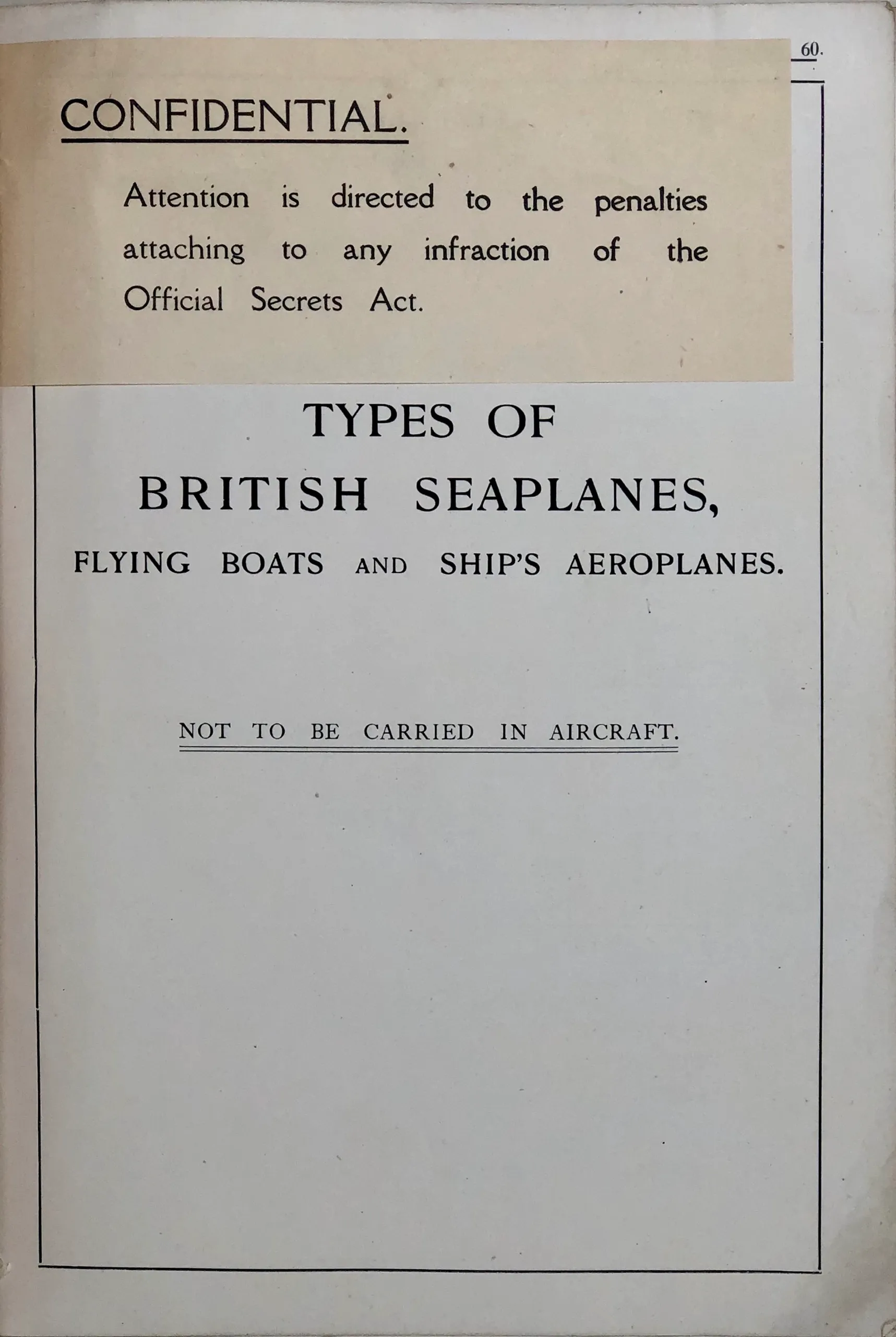 Types of British Seaplanes, Flying Boats and Ship's Aeroplanes.