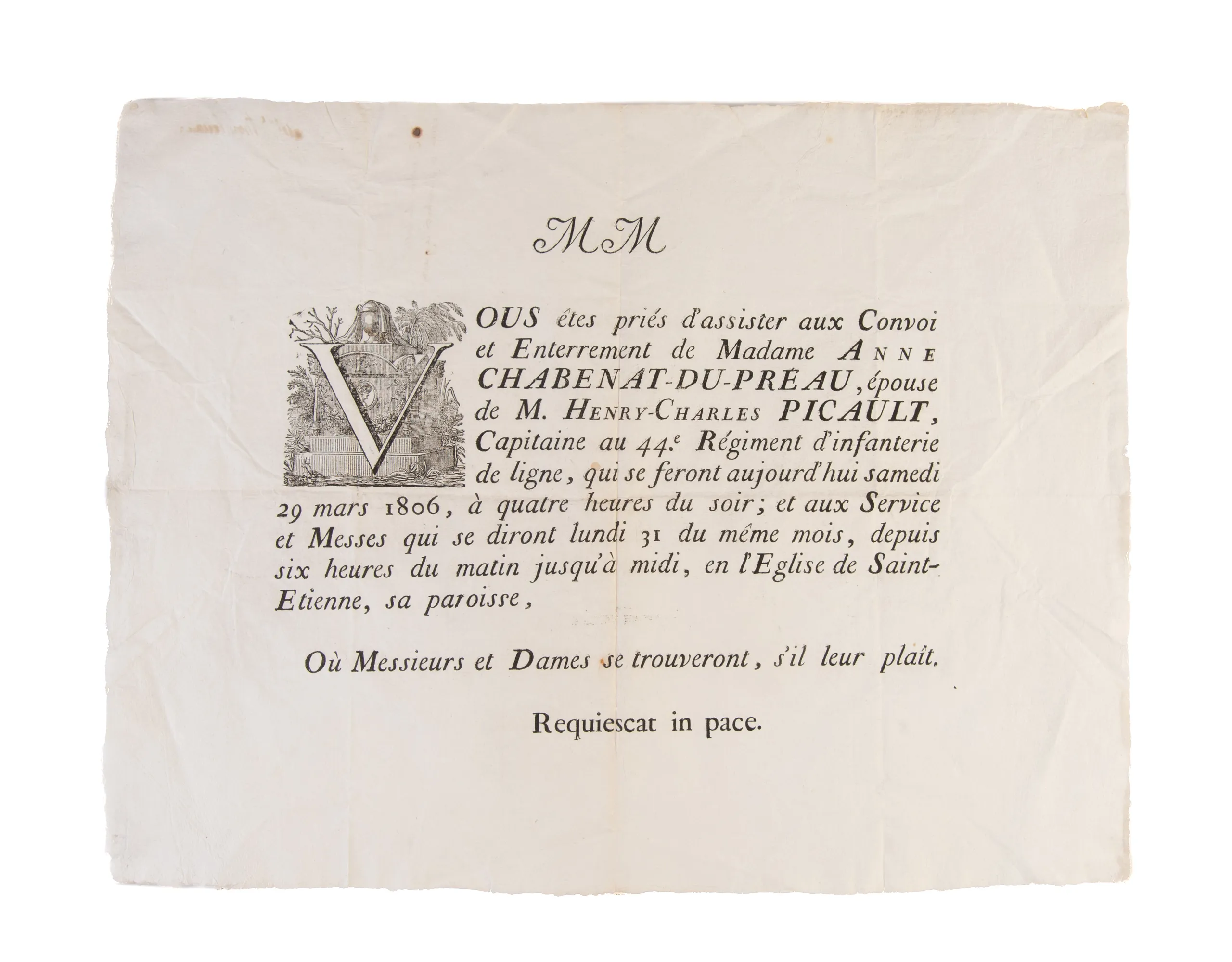 Collection of twelve placards mortuaires (death notices).