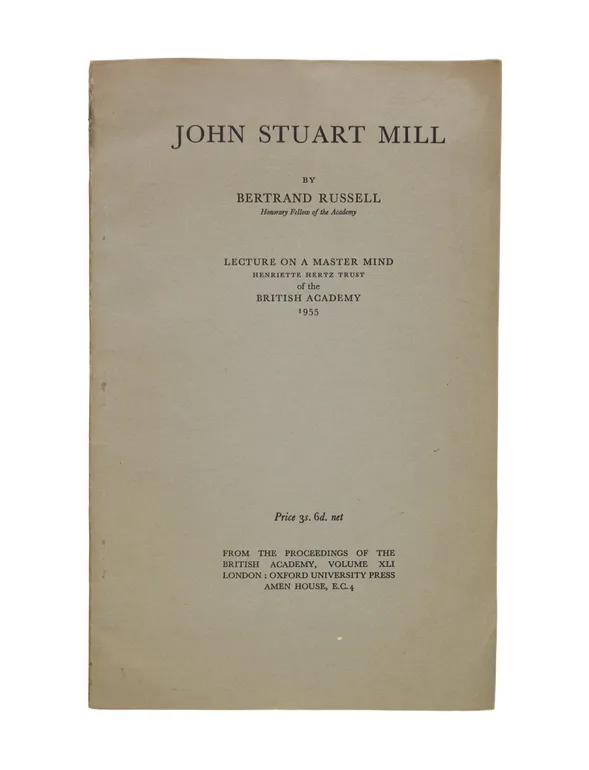 John Stuart Mill. Lecture on a Master Mind.