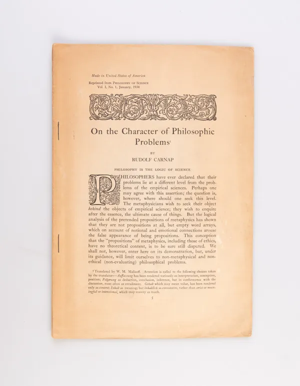 On the Character of Philosophic Problems.