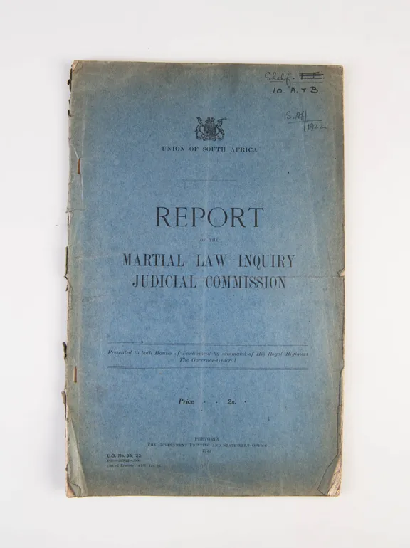 Union of South Africa. Report of the Martial Law Inquiry Judicial Commission.
