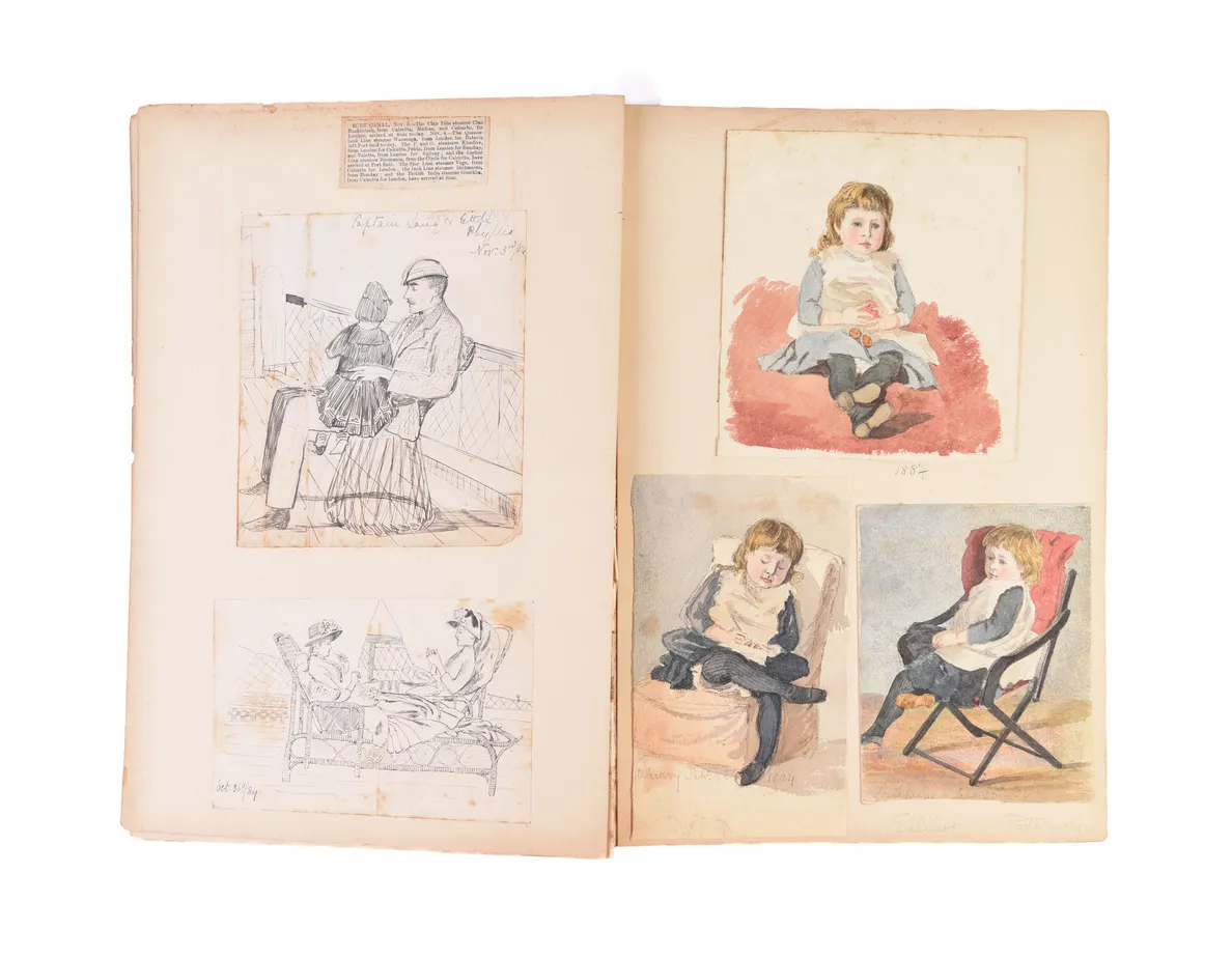 Four large albums of watercolours, photographs and ephemera.