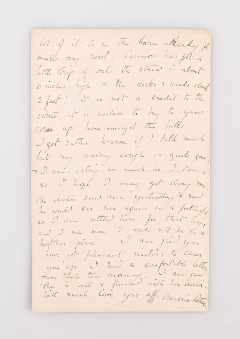 Autograph Letter Signed (“Beatrix Potter”) to “My dear Millie” [Warne],
