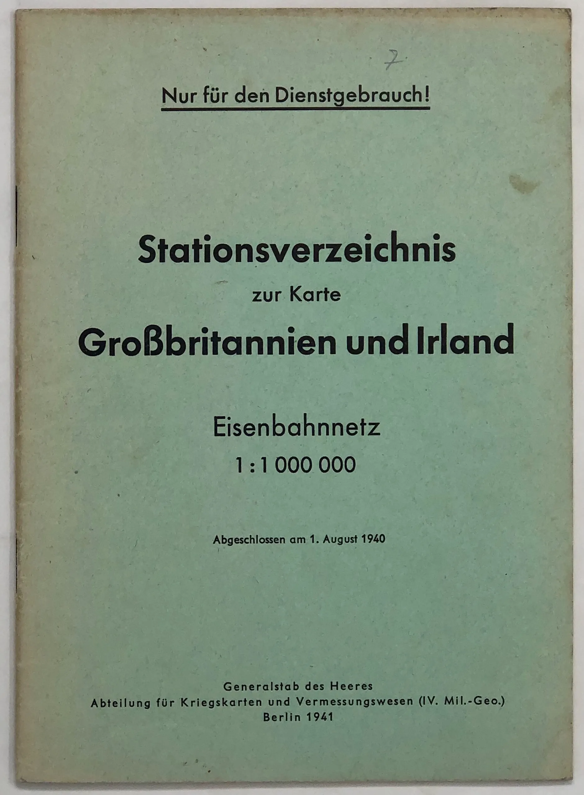 Stationsverzeichnis zur Karte Grosbritannien und Irland.