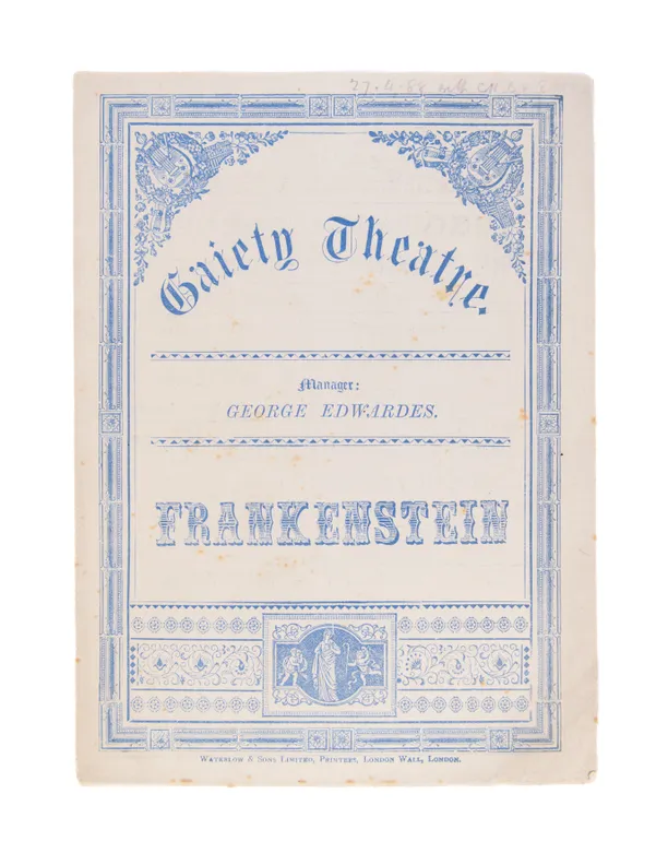 [Program] Gaiety Theatre. Frankenstein. Manager George Edwardes.