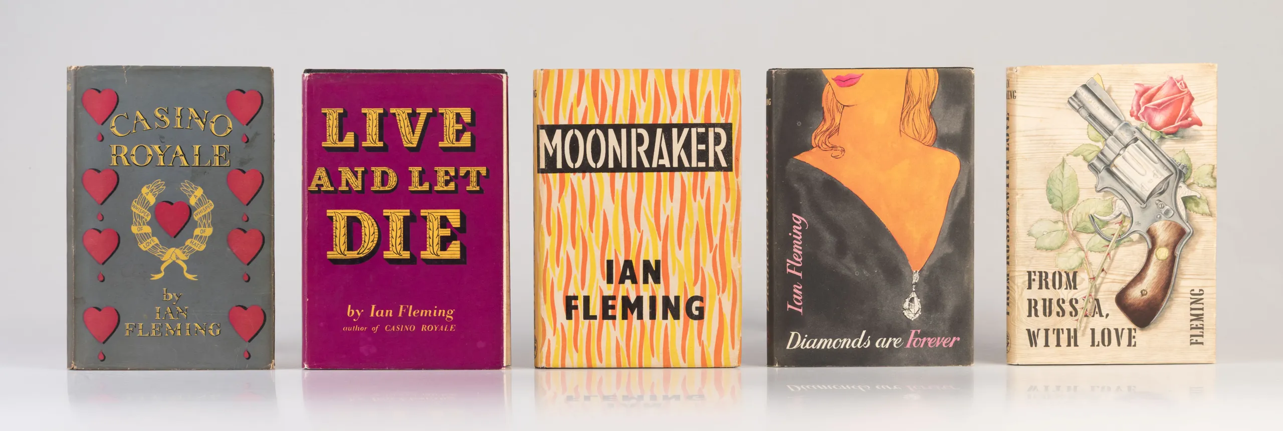 A Complete Set of the James Bond Novels and Stories in First Edition: Casino Royale, Live and Let Die, Moonraker, Diamonds are Forever, From Russia With Love, Dr. No, Goldfinger, For Your Eyes Only, Thunderball, The Spy Who Loved Me, On Her Majesty’s Secr