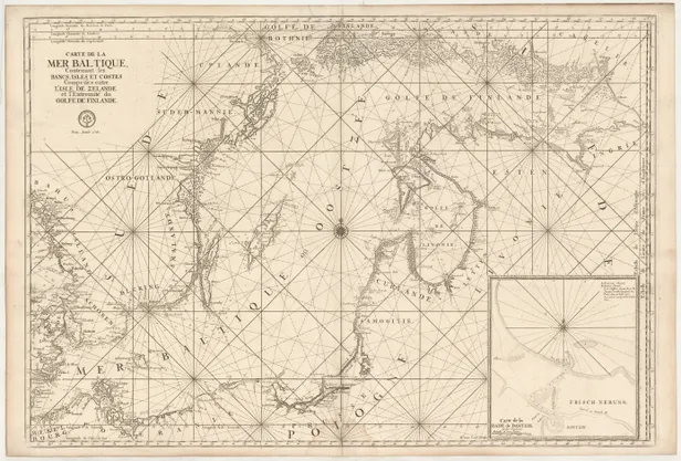 Carte de la Mer de Baltique, contenant les Bancs, Isles, et Costes comprises entre l'Isle de Zelande et l'Extremite du Golfe De Finlande