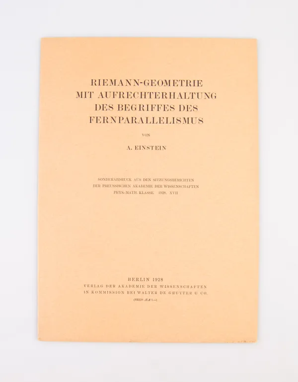 Riemann-Geometrie mit Aufrechterhaltung des Begriffes des Fernparallelismus.