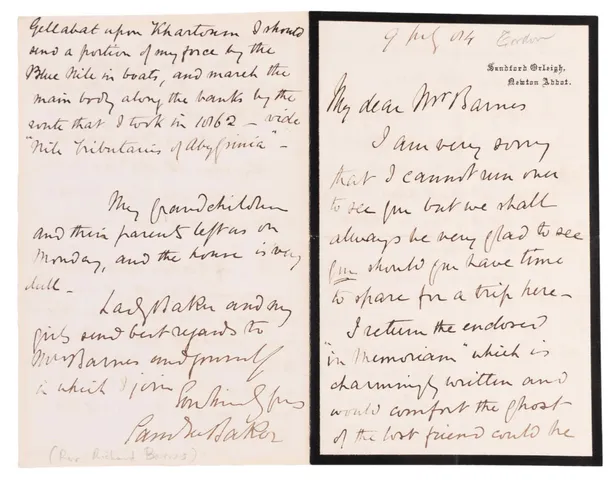 ALS to the Reverend Richard Barnes, vividly giving his thoughts on the possible relief of Khartoum.
