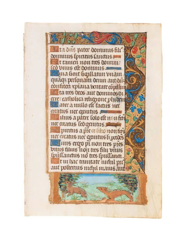 Single leaf on vellum from Book of Hours.