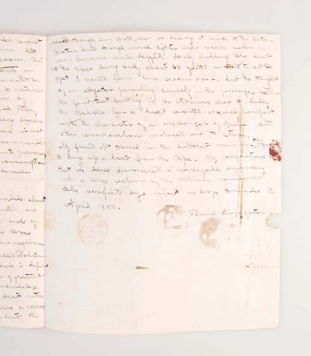 [An exceptionally long and detailed ALS to Isaac Taylor (1787-1865) the writer and inventor, relating his journey from Kolobeng, across the Kalahari Desert to Lake Ngami.]