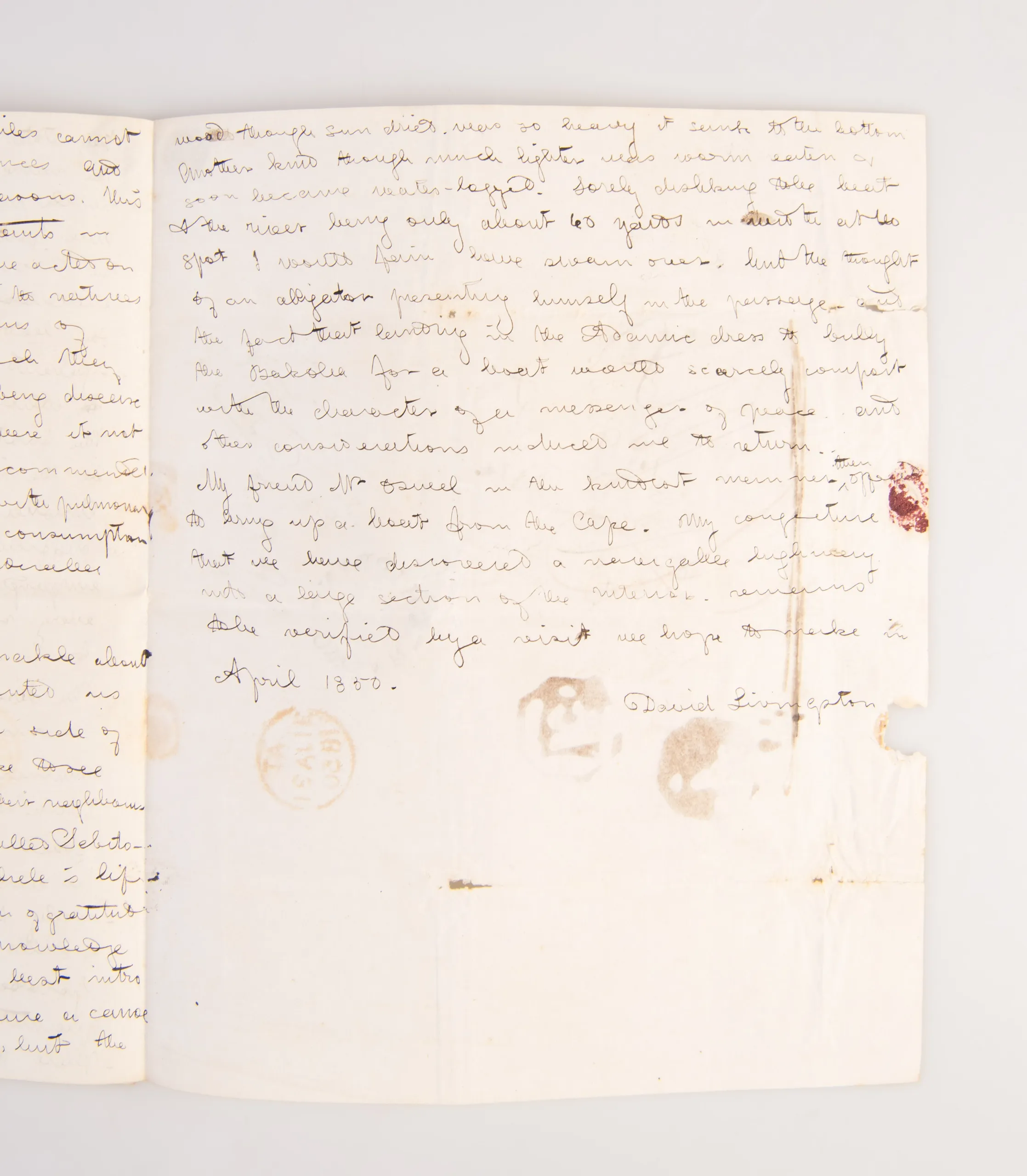 [An exceptionally long and detailed ALS to Isaac Taylor (1787-1865) the writer and inventor, relating his journey from Kolobeng, across the Kalahari Desert to Lake Ngami.]