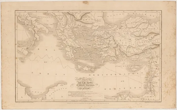 Places mentioned in the Acts of the Apostles illustrating St. Paul's Travels, shewing also his different routes through Asia and Europe