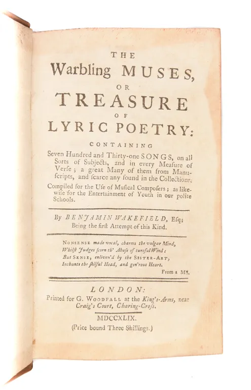 The Warbling Muses, or Treasure of Lyric Poetry: