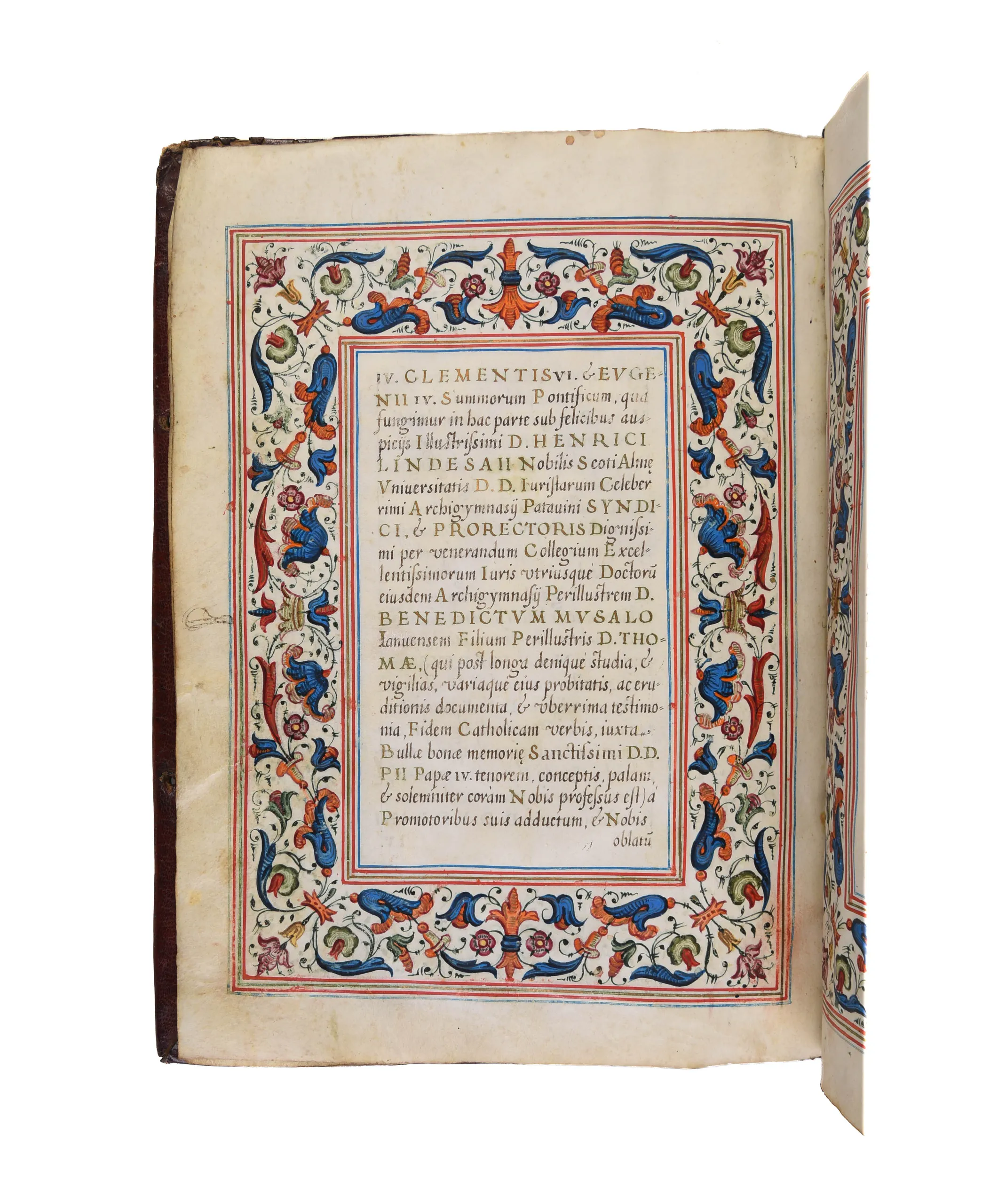 Paduan doctoral degree diploma, illuminated manuscript on vellum.