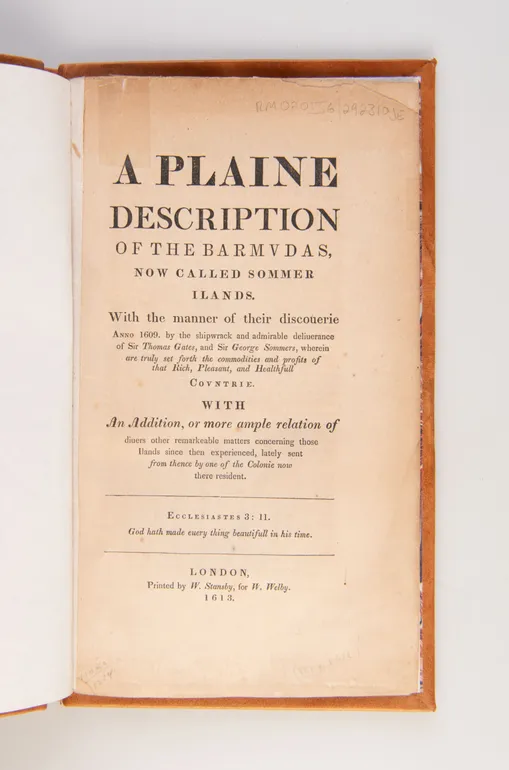 A Plaine Description of the Barmudas, now called Sommer Ilands.