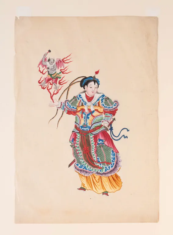 Chinese Export Painting of a Celestial Guardian, possibly Dian Nü.