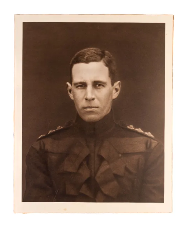 A half-length photogravure portrait of Captain Oates, with two autograph letters from Terra Nova Expedition members Edward L. Atkinson to Francis Davies.