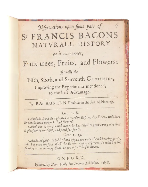 Observations upon some part of Sr Francis Bacon's Natural History as it concernes, Fruit-trees, Fruits, and Flowers: