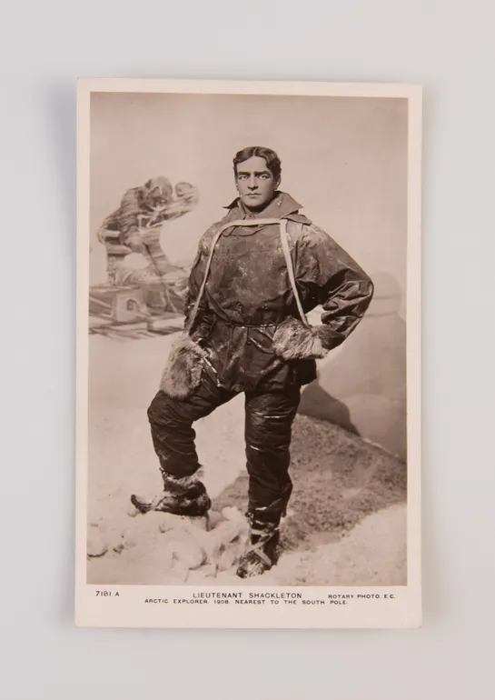 Lieutenant Shackleton. Arctic [sic] explorer. 1908. Nearest to the South Pole.