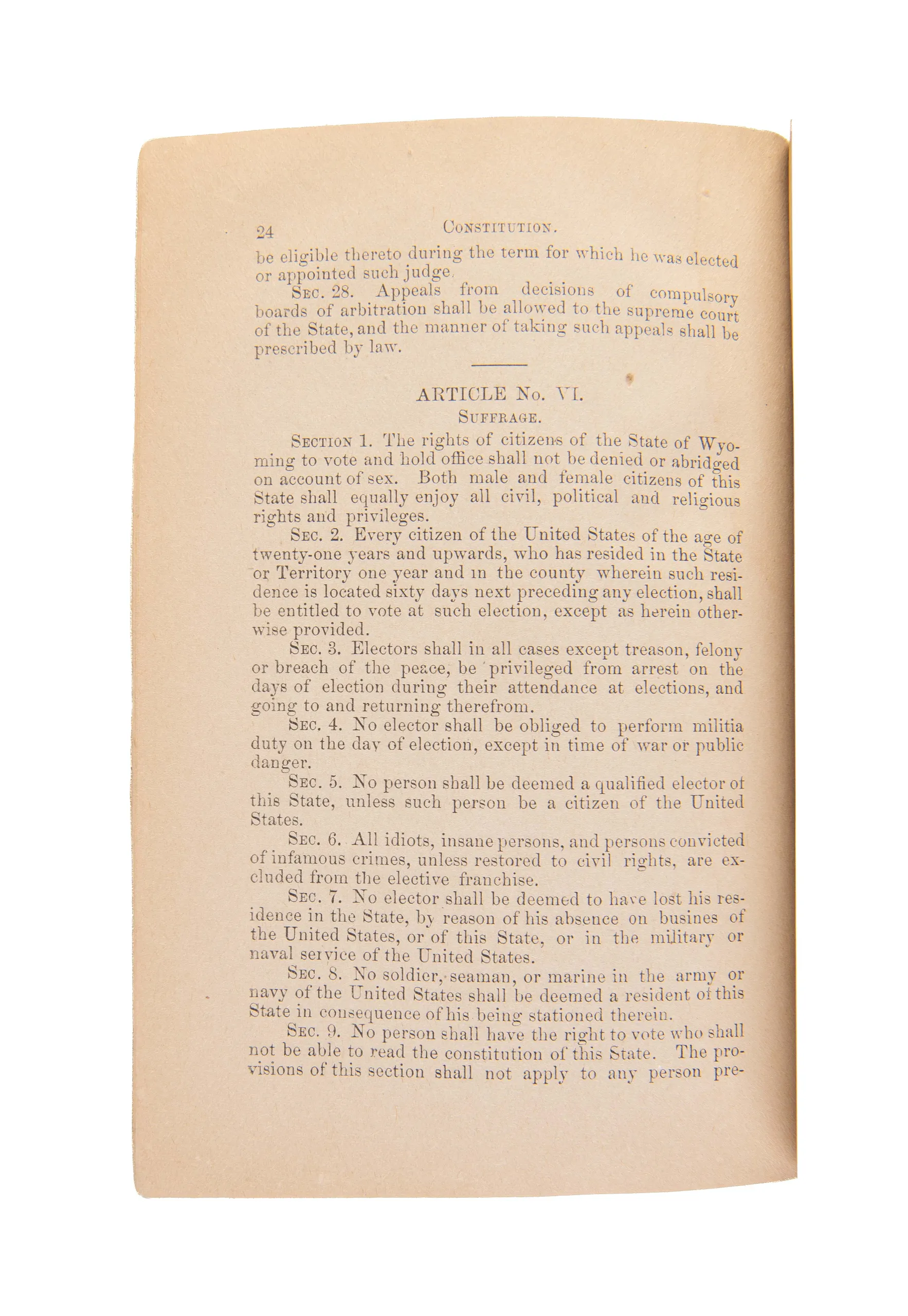 Constitution of the Proposed state of Wyoming Adopted in Convention at Cheyenne, Wyoming