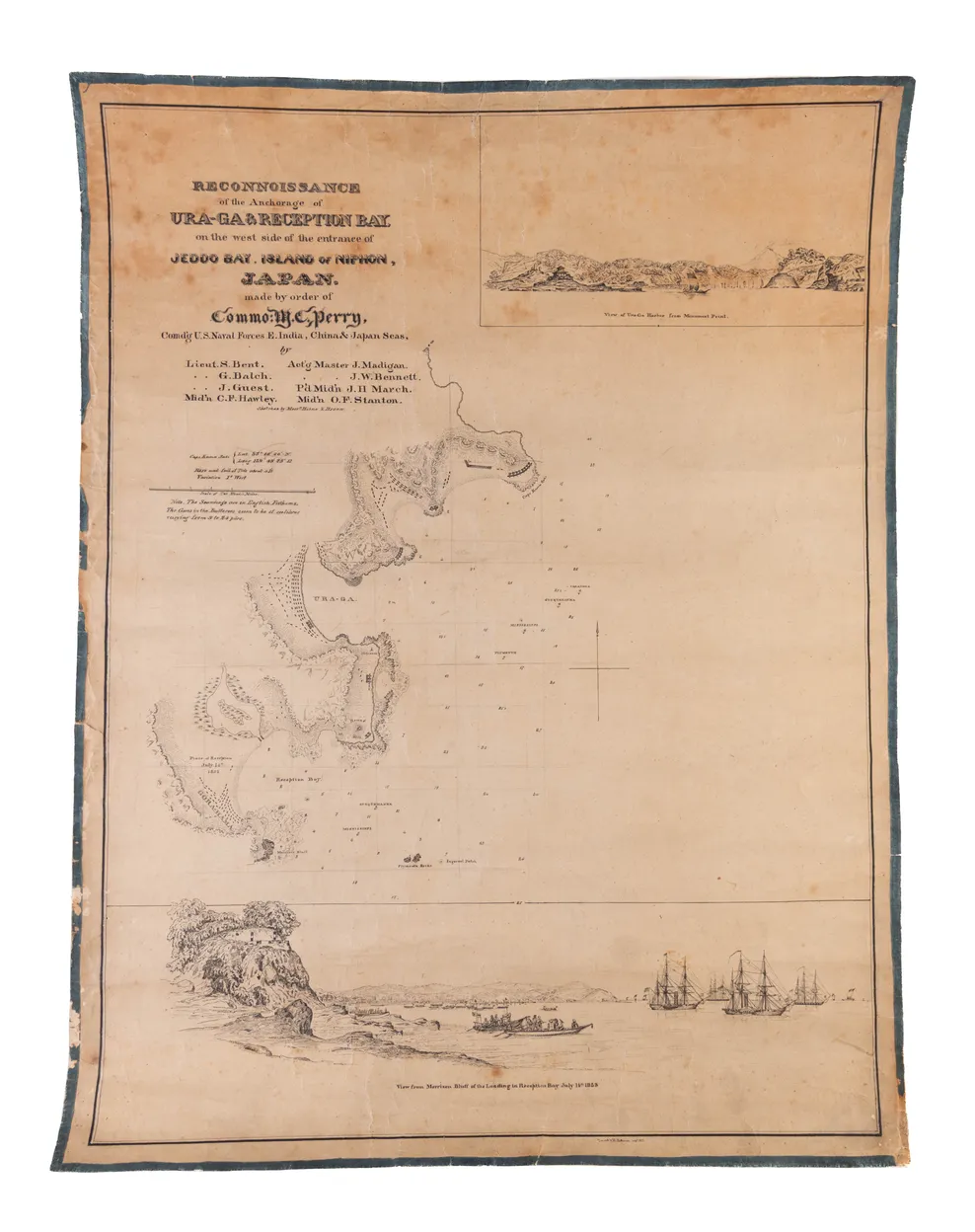 Reconnoissance of the Anchorage of Ura-Ga & Reception Bay, on the West Side of the Entrance of Jeddo Bay, Island of Niphon, Japan. Made by Order of Commo. M.C. Perry, Comd'g U.S. Naval Forces E. India, China & Japan Seas.