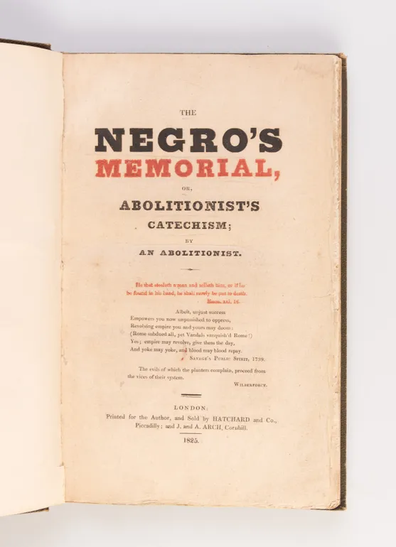 The Negro's Memorial or Abolitionist's Catechism, by an Abolitionist.