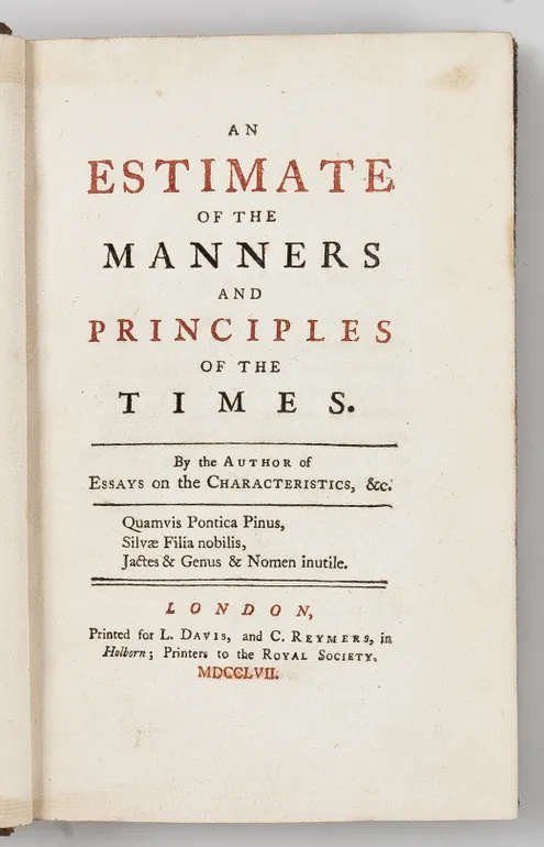 An Estimate of the Manners and Principles of the Times.