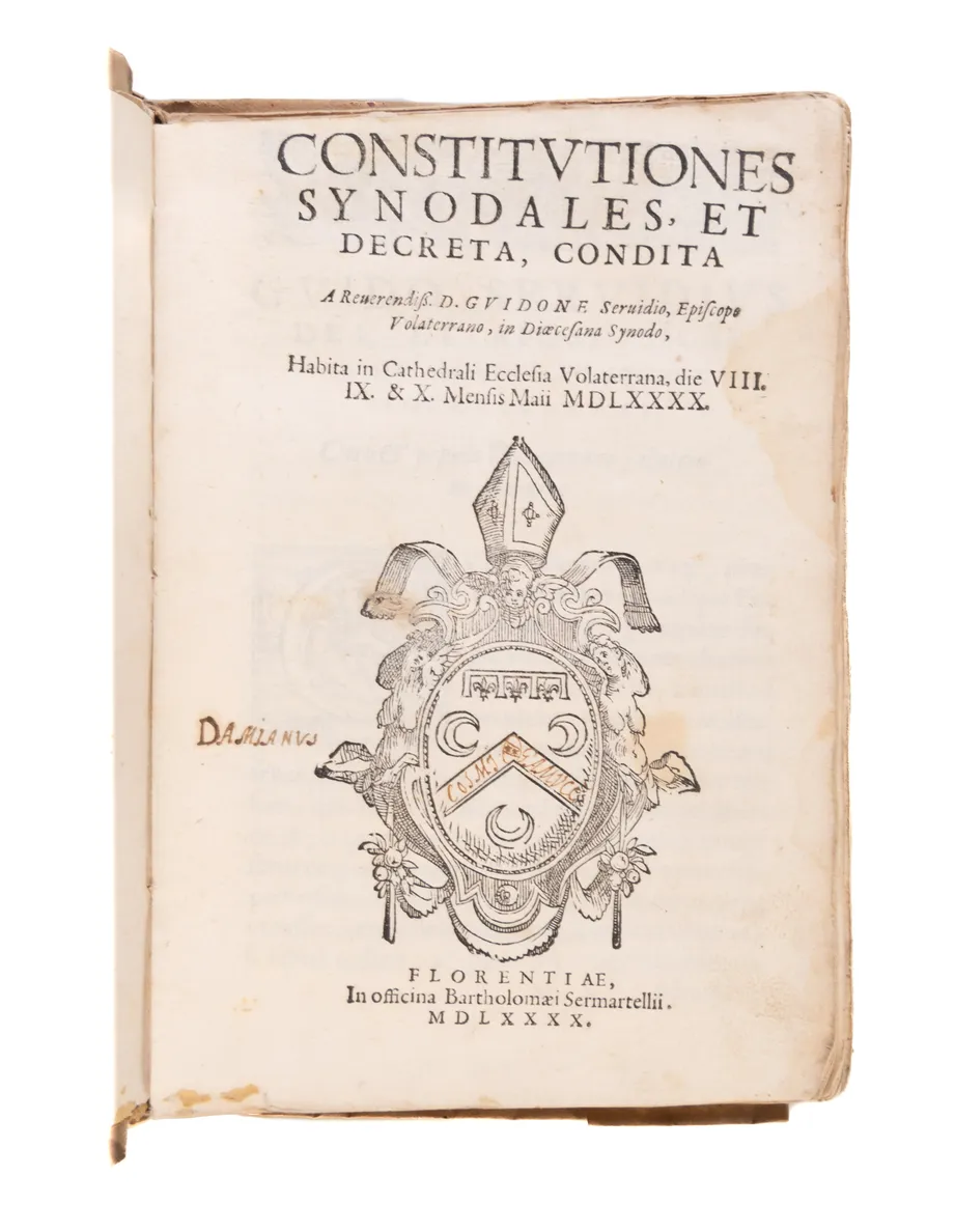 Constitutiones Synodales, et decreta, condita a Reverendiss. D. Guidone Servidio, Episcopo Volaterrano, in Diocesana Synodo.