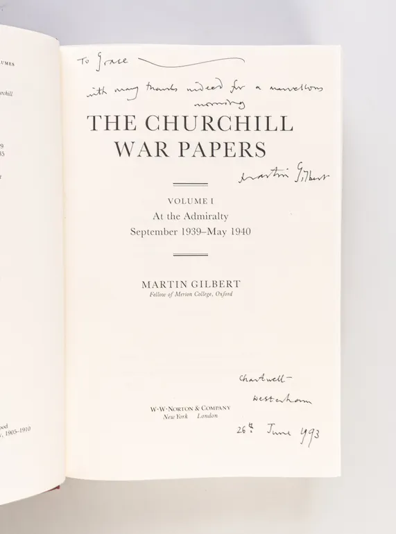 The Churchill War Papers. Volume I: At the Admiralty, September 1939-May 1940.