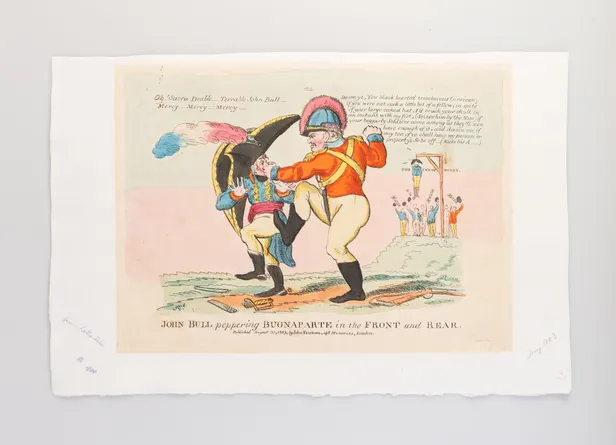 John Bull peppering Buonaparte in the Front and Rear.