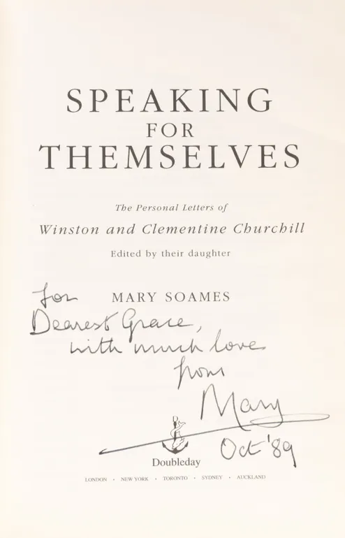 Speaking for Themselves: The Personal Letters of Winston and Clementine Churchill. Edited by their Daughter.