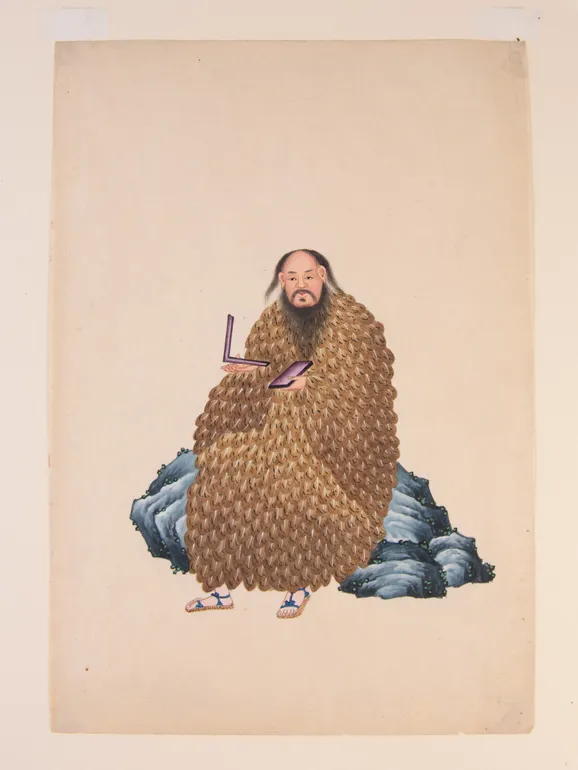 Chinese Export Painting of Youchao, the inventor of architecture.