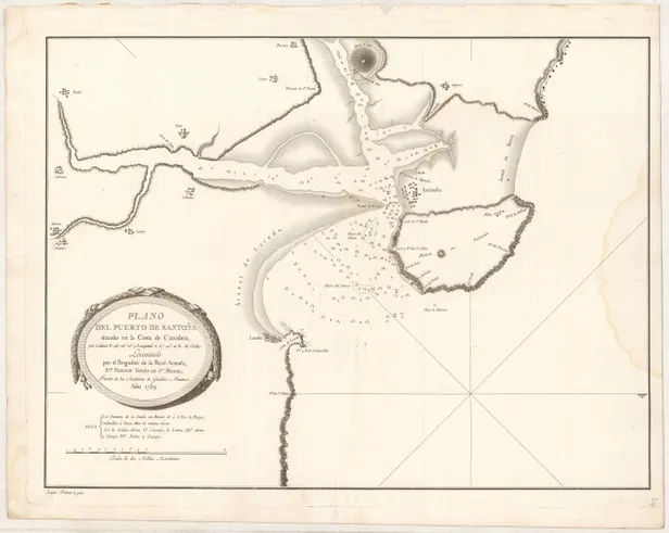 Plano del Puerto de Santoña situado en la Costa de Cantabria, ...