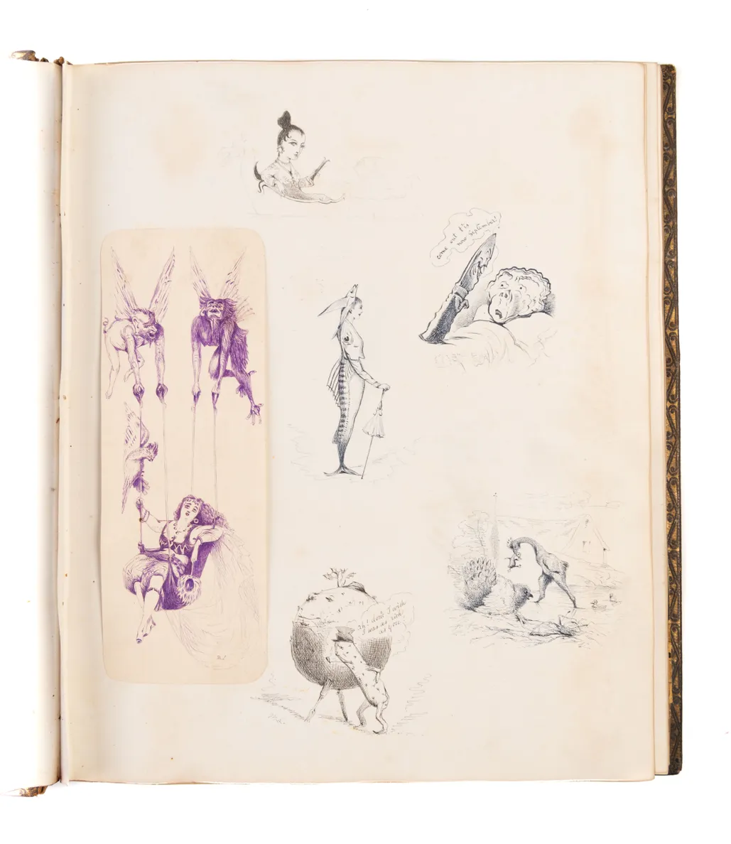Album of whimsical drawings, late 19th century,