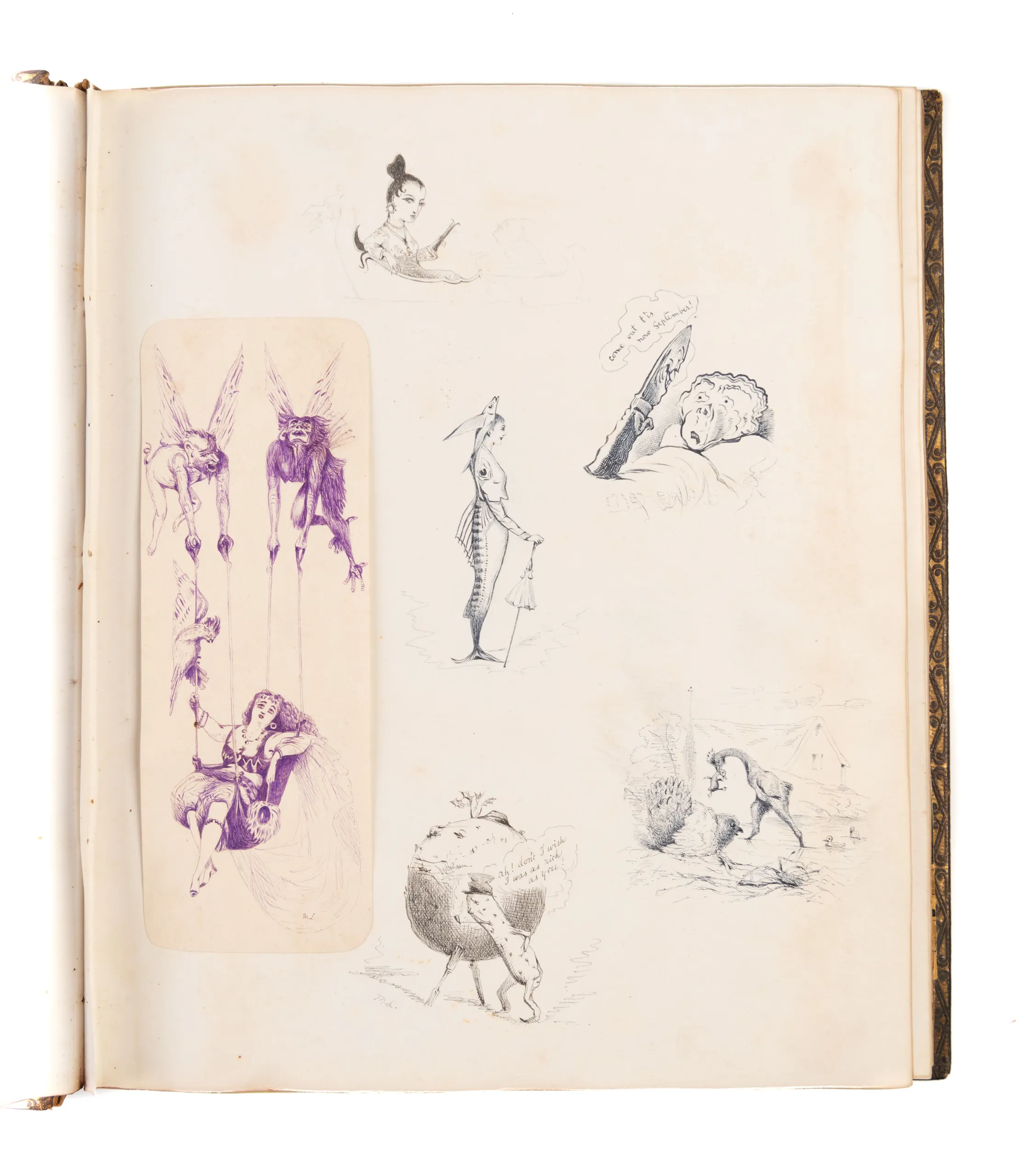 Album of whimsical drawings, late 19th century,