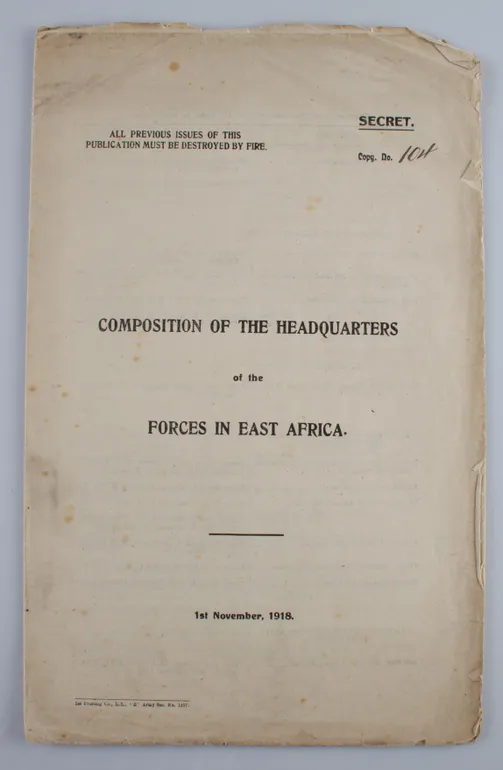 Composition of the Headquarters of the Forces in East Africa.